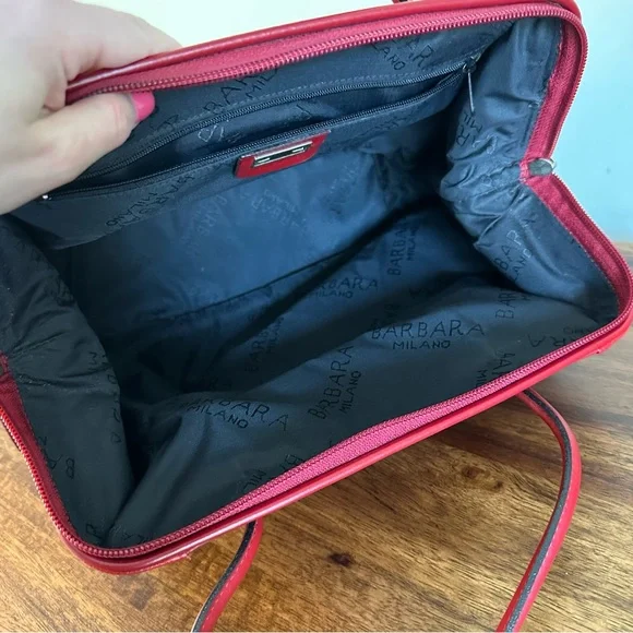 Barbara Milano. Red Leather Handbag. Used - Picture 5 of 10
